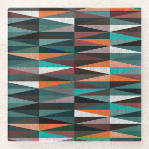 Posavasos De Vidrio Baldosas de diamante: mosaico de colores en el sue