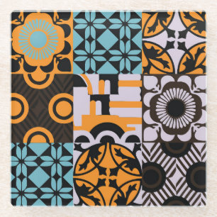 Posavasos De Vidrio Baldosas de época: detalles decorativos complejos.