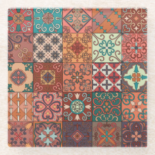 Posavasos De Vidrio Baldosas Portuguesas: Talavera Estilo Azulejo.