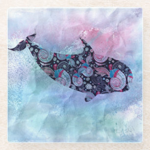 Posavasos De Vidrio Ballena ornamental de la silueta