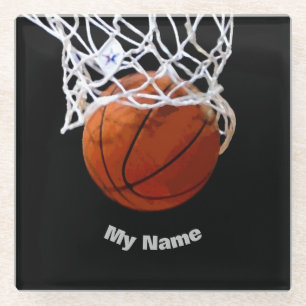 Posavasos De Vidrio Baloncesto Su Nombre
