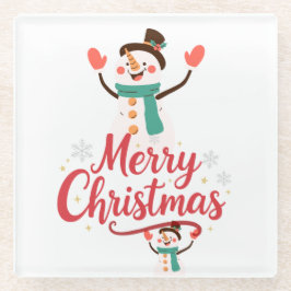 Posavasos De Vidrio Bálsamo Labial Navideño Hombre de Nieve Festivo