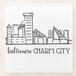 Posavasos De Vidrio Baltimore Skyline