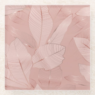 Posavasos De Vidrio Banana, hojas de palma: cobre brillante.