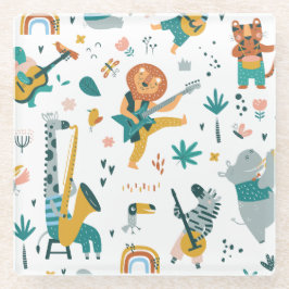 Posavasos De Vidrio Banda de animales personalizados