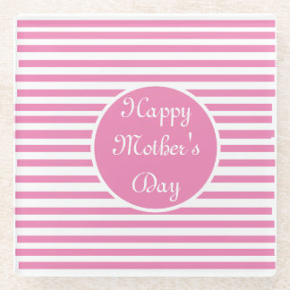 Posavasos De Vidrio Banda rosa y blanca