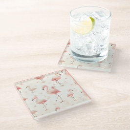 Posavasos De Vidrio Bandada de Flamencos más Lindos