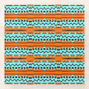 Posavasos De Vidrio Bandas acuáticas, motivos de colores vivos.