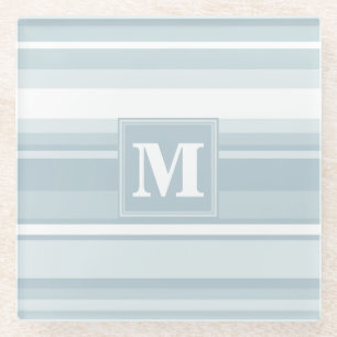 Posavasos De Vidrio Bandas azules de hielo monograma