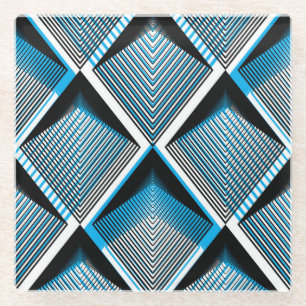 Posavasos De Vidrio Bandas azules geométricas: superposición de venado