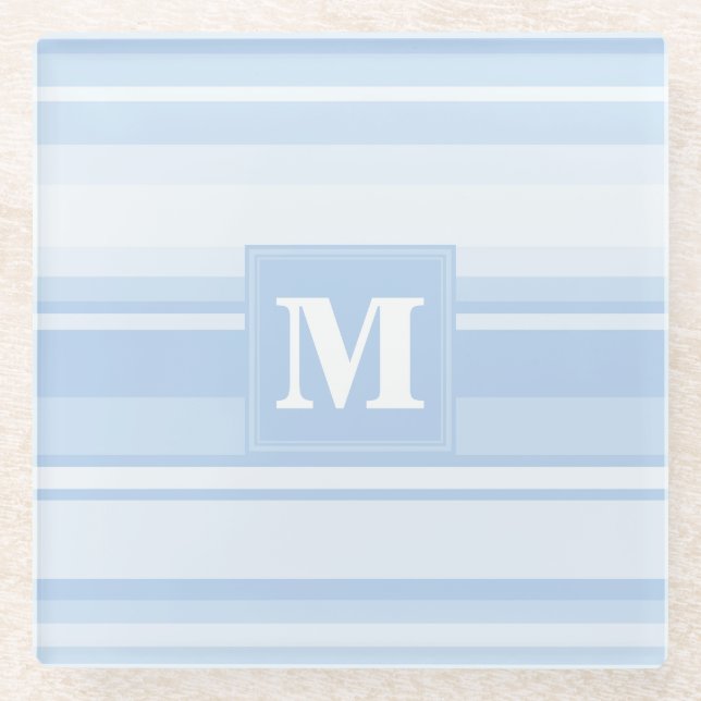 Posavasos De Vidrio Bandas azules monográficas (Anverso)