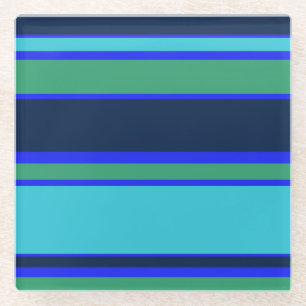 Posavasos De Vidrio Bandas azules y verdes