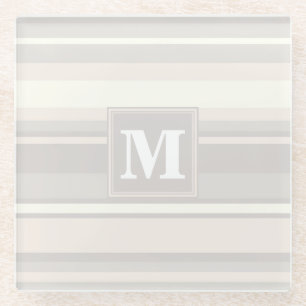 Posavasos De Vidrio Bandas beige monogramo
