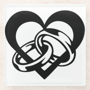 POSAVASOS DE VIDRIO "BANDAS BODAS CON CORAZÓN"