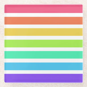 Posavasos De Vidrio Bandas de arco iris luminosas