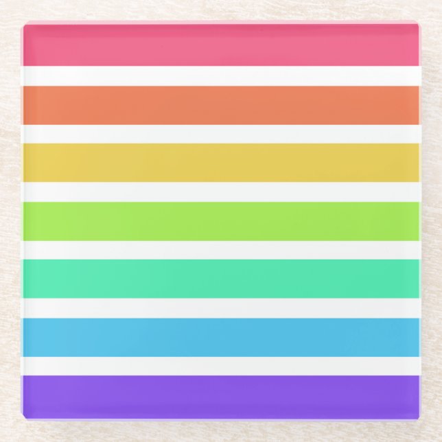 Posavasos De Vidrio Bandas de arco iris luminosas (Anverso)