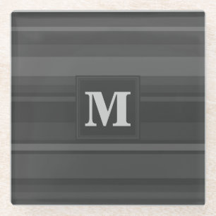 Posavasos De Vidrio Bandas de carbón vegetal monogramo