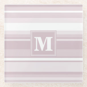 Posavasos De Vidrio Bandas de cuarzo rosa monograma
