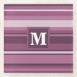 Posavasos De Vidrio Bandas de mauve monogramo