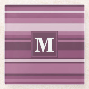 Posavasos De Vidrio Bandas de mauve monogramo