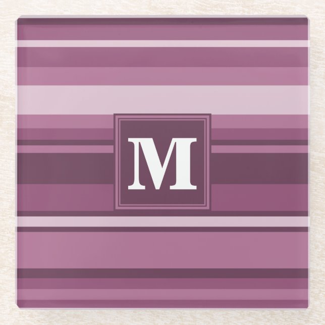 Posavasos De Vidrio Bandas de mauve monogramo (Anverso)