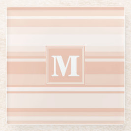 Posavasos De Vidrio Bandas de melocotón monograma