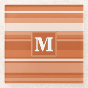 Posavasos De Vidrio Bandas de naranja monogramo