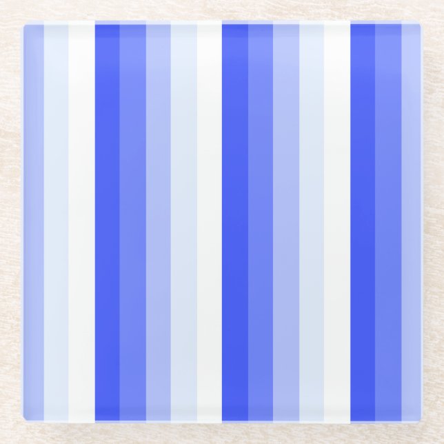 Posavasos De Vidrio Bandas de sombra azules reales (Anverso)