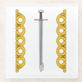 Posavasos De Vidrio Bandas decorativas y espadas medievales normandas