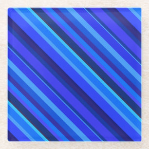Posavasos De Vidrio Bandas diagonales azules