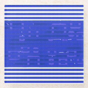 Posavasos De Vidrio Bandas geométricas azules del circuito de Guay