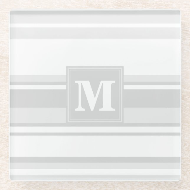 Posavasos De Vidrio Bandas grises claras monográficas (Anverso)