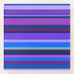 Posavasos De Vidrio Bandas horizontales azules y violetas