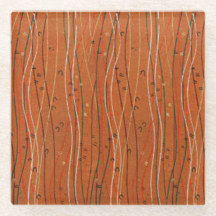 Posavasos De Vidrio Bandas rojas onduladas: arte abstracto japonés mod