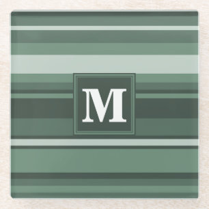 Posavasos De Vidrio Bandas verdes monográficas