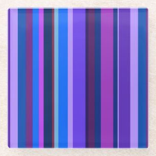 Posavasos De Vidrio Bandas verticales azul y violeta