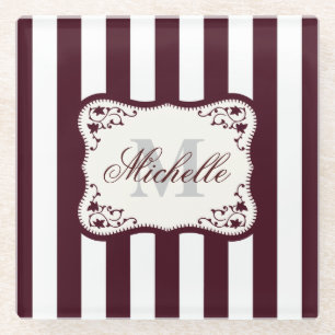 Posavasos De Vidrio Bandas y monograma