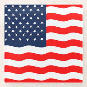 Posavasos De Vidrio Bandera Americana Copas Patrióticas de Bebidas