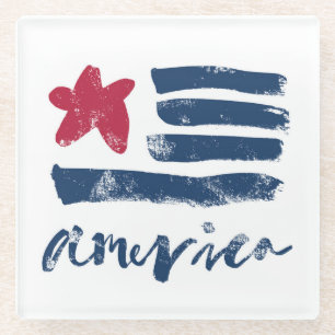 Posavasos De Vidrio Bandera americana Paintstrokes