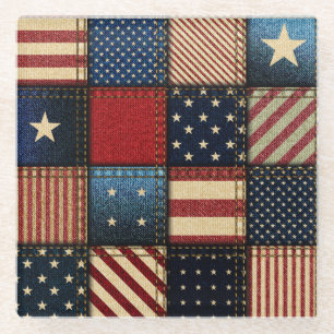 Posavasos De Vidrio Bandera Americana, Patrón sin problemas.