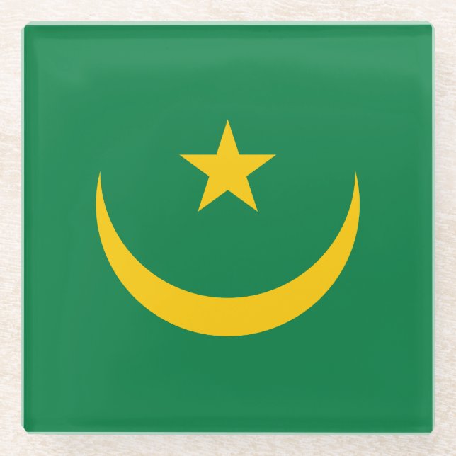 Posavasos De Vidrio Bandera antigua de Mauritania (Anverso)