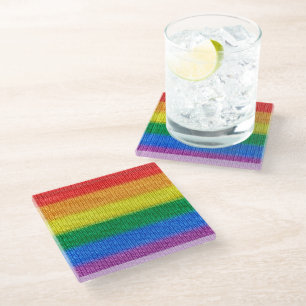 Posavasos De Vidrio Bandera arco iris tejer Tiras sin inconvenientes