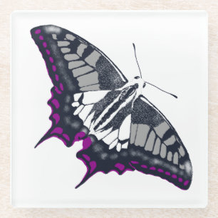 Posavasos De Vidrio Bandera asexual mariposa de cerda