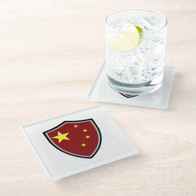 Posavasos De Vidrio Bandera china (Angular)