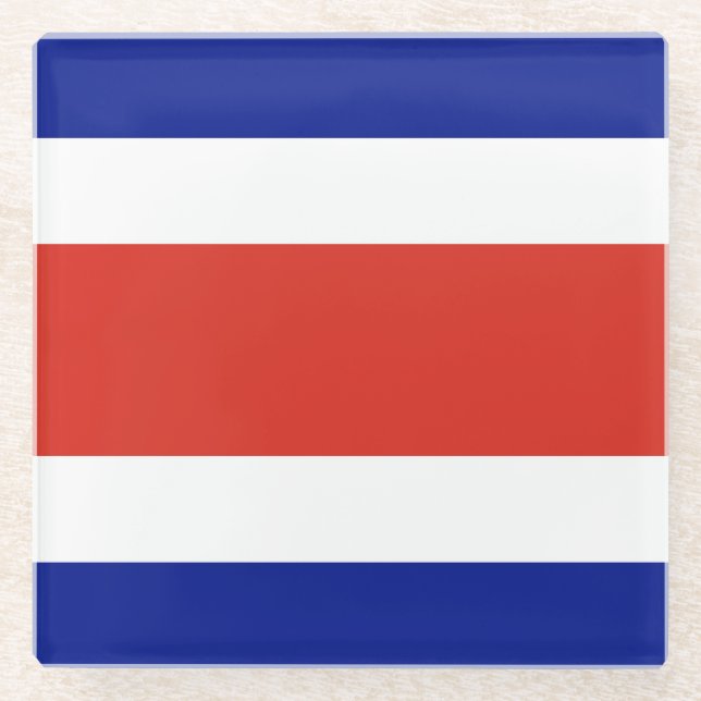 Posavasos De Vidrio Bandera Civil de Costa Rica (Anverso)