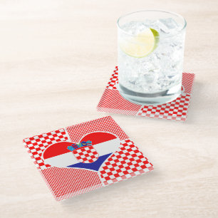 Posavasos De Vidrio Bandera croata en corazón