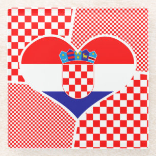 Posavasos De Vidrio Bandera croata en el corazón