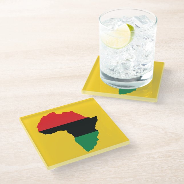 Posavasos De Vidrio Bandera de África Roja, Negra y Verde (Angular)