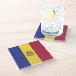 Posavasos De Vidrio Bandera de Andorra