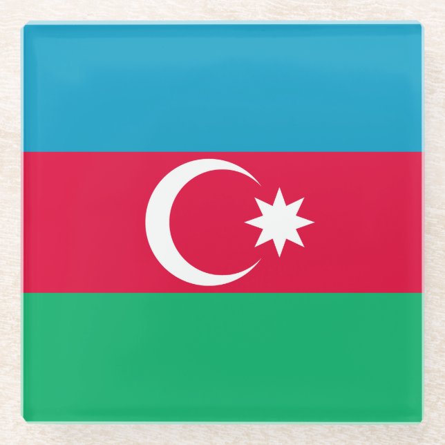 Posavasos De Vidrio Bandera de Azerbaiyán Patriótica (Anverso)